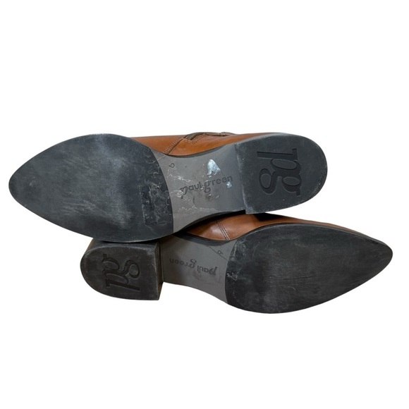 Paul Green Cognac Leather Heeled Booties Womens Size UK 6 - Picture 7 of 10